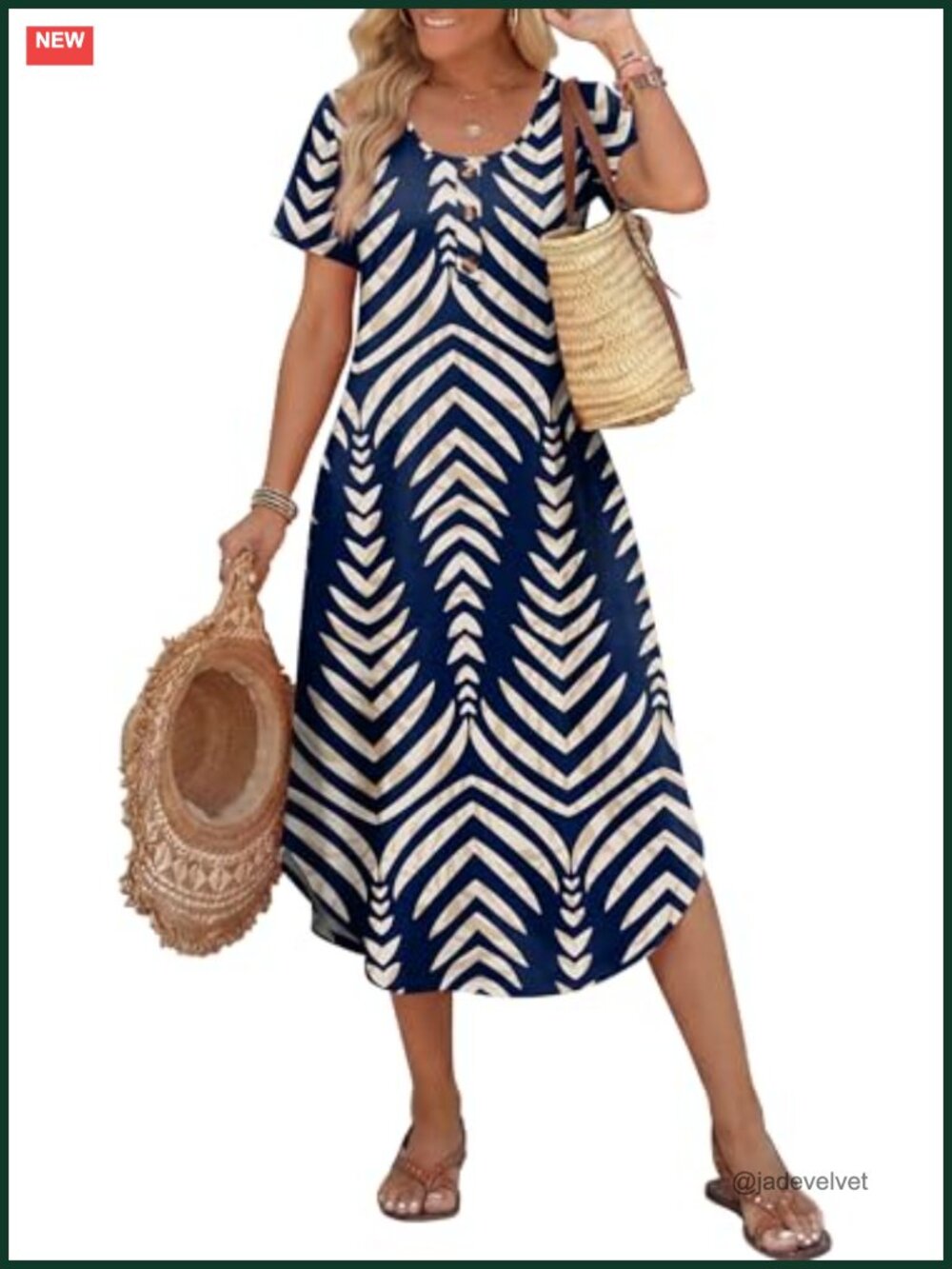 Women's Casual Midi T-Shirt Dress with Pockets, Lightweight Summer Beach - Picture 3 of 6